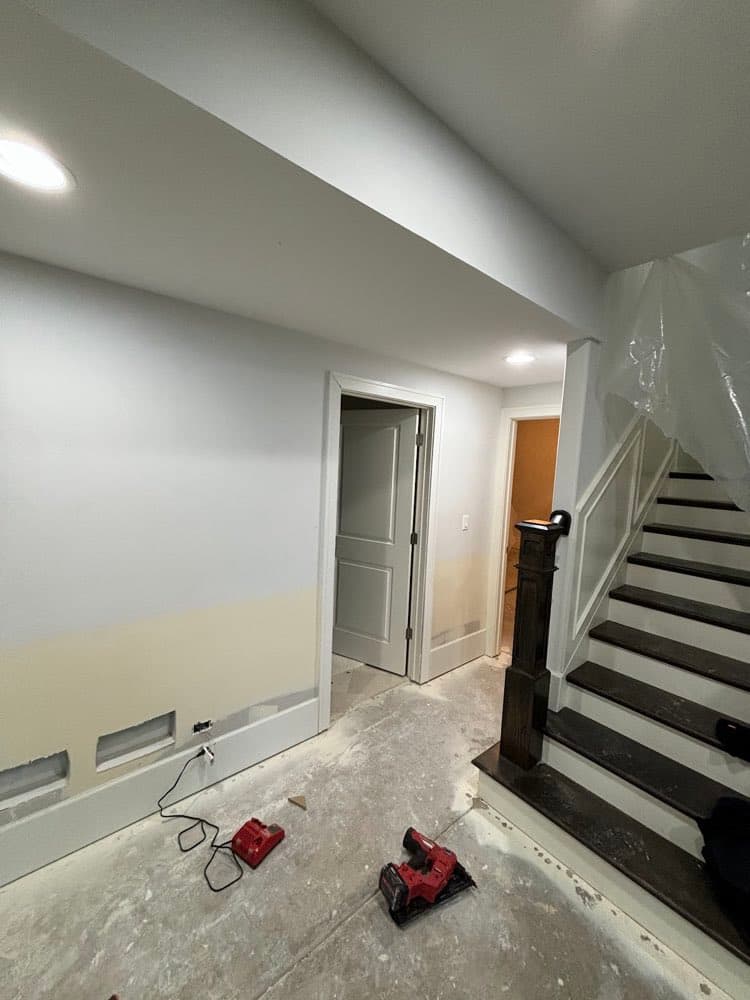 Finished basement staircase after rebuild