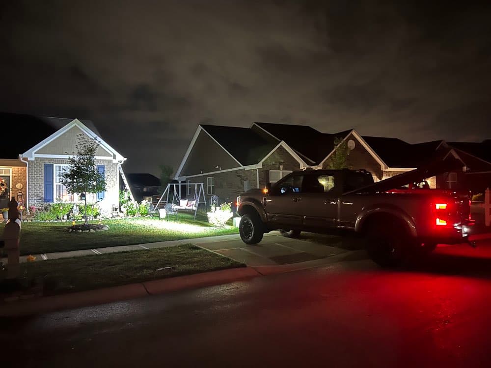 Night storm response in a client's neighborhood