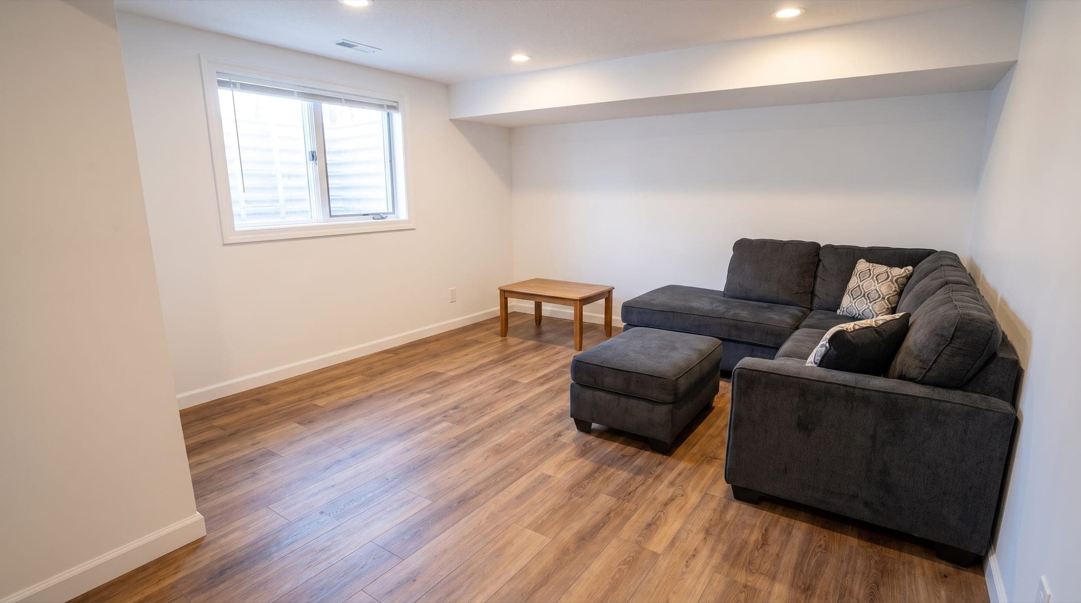 Rebuilt lower level after complete water damage restoration