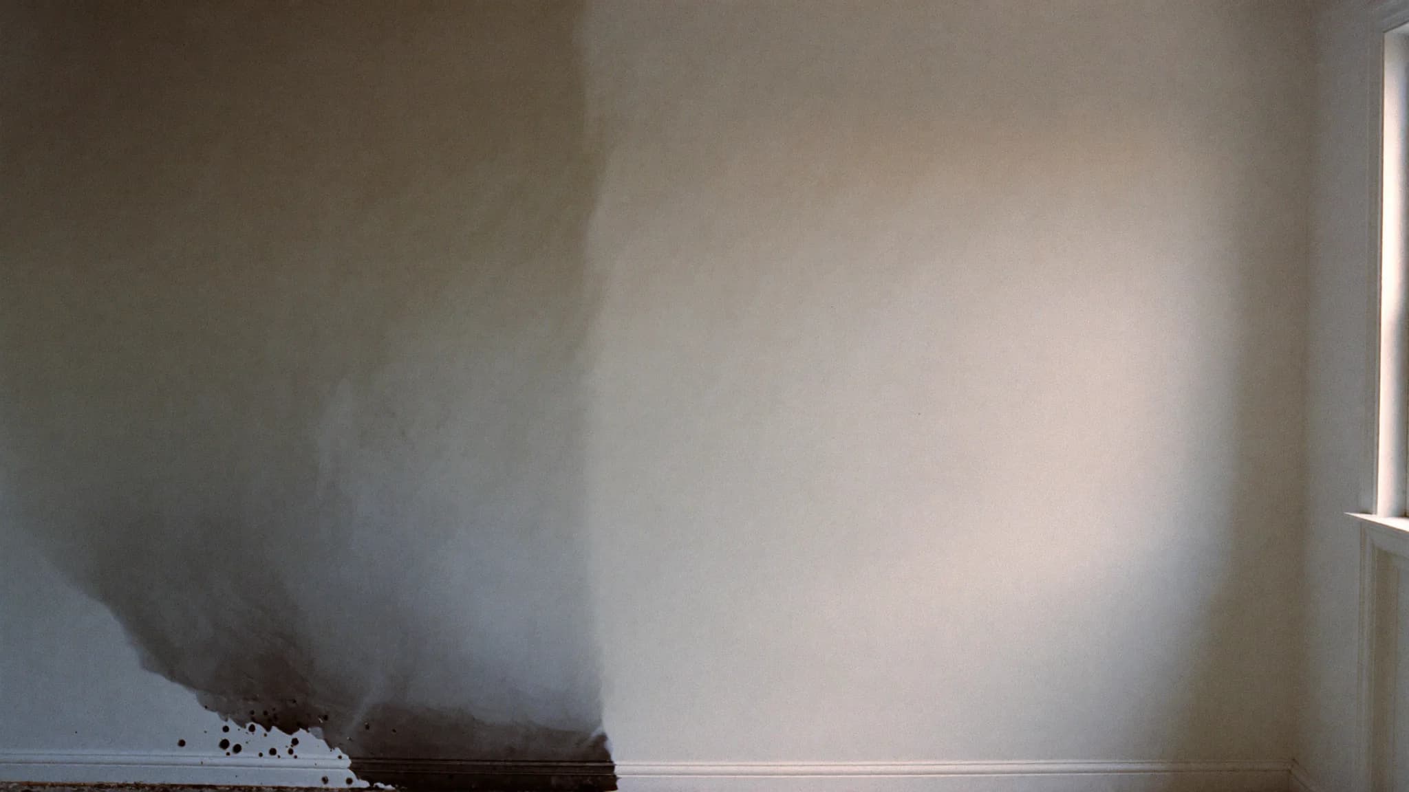 Soot bloom spreading up an interior wall